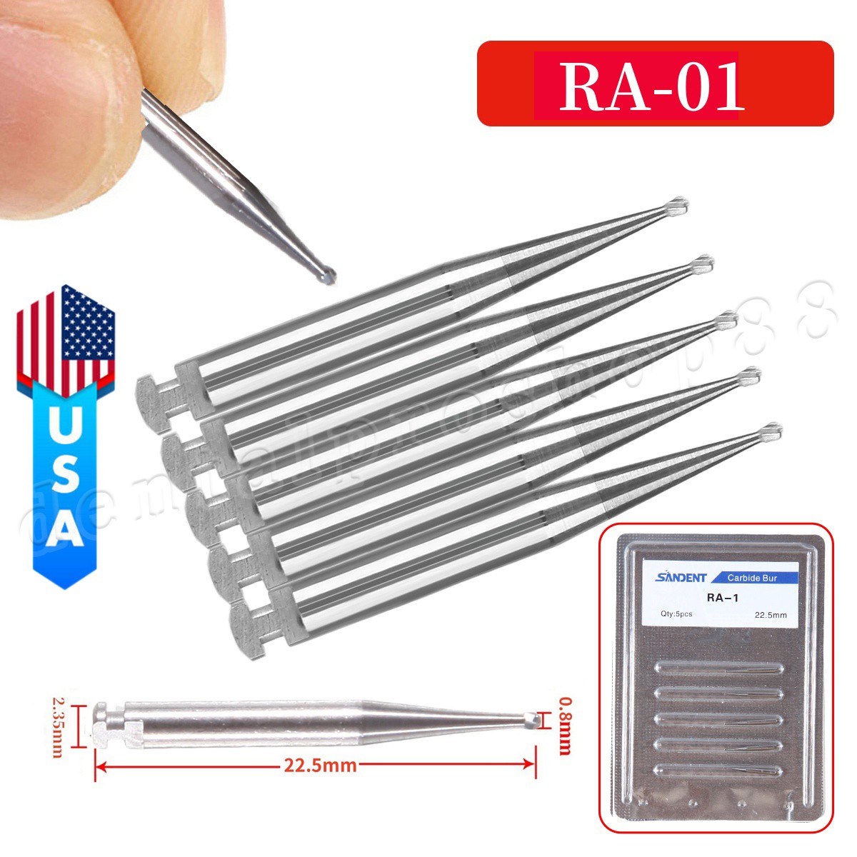 Dental Round Latch Carbide Bur RA 1 2 3 4 5 6 7 8 Midwest For Slow Low Speed ty