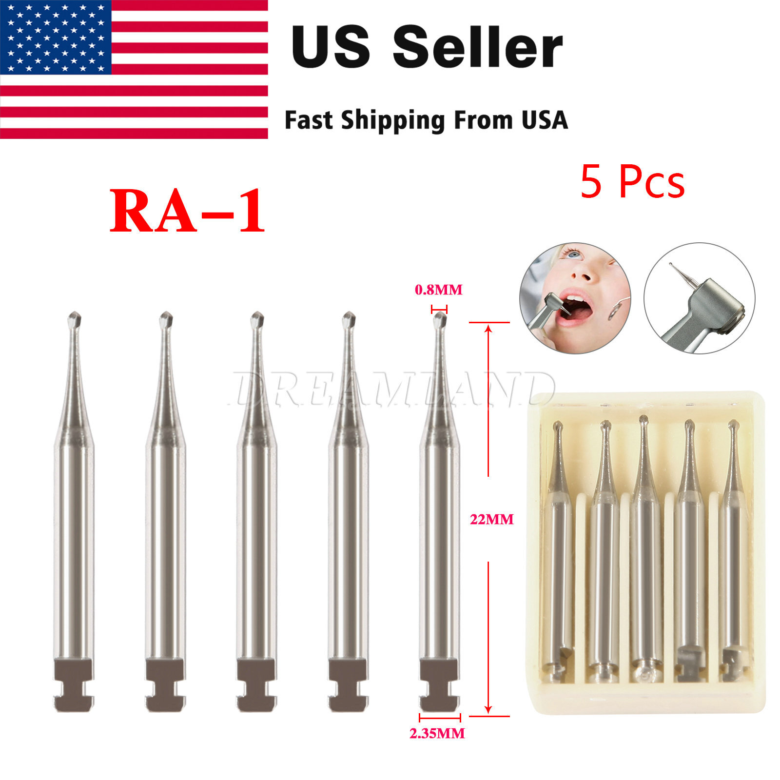 5 Pcs/Box RA1-8 Dental Tungsten Carbide Bur Fit Low Speed Contra Angle Handpiece