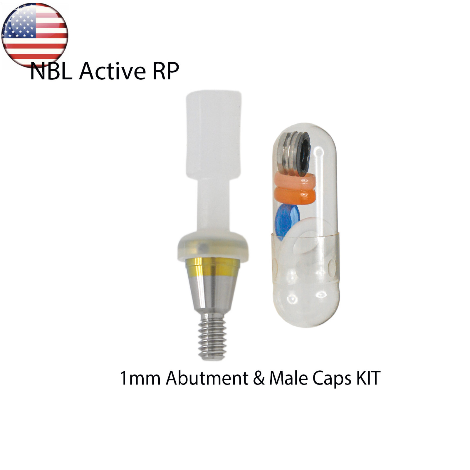 US Dental Attachment Locator Abutment for Nobel Biocare NP/RP 1-5mm Caps Kit