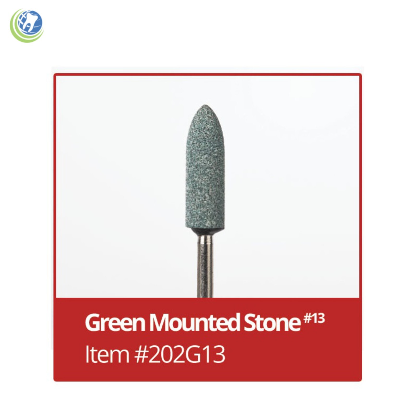10 X Dental Lab Bullet Grinding Green Mounted Stones #13 for Porcelain & Alloys
