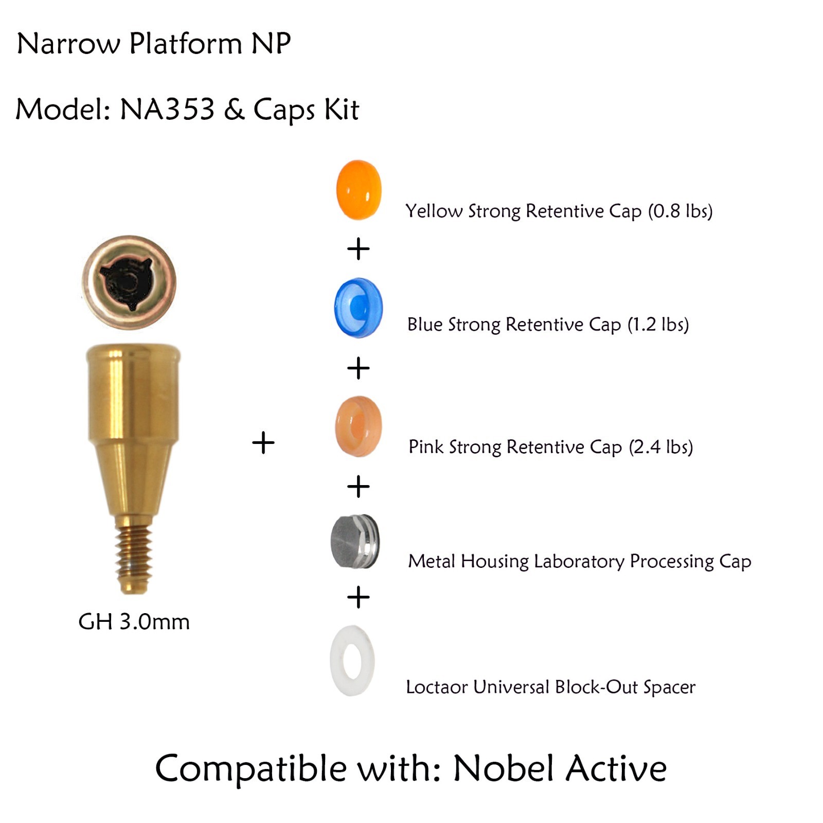 Locator Abutment for Nobel Active Biocare Conical Connection NP/RP 1-5mm Height