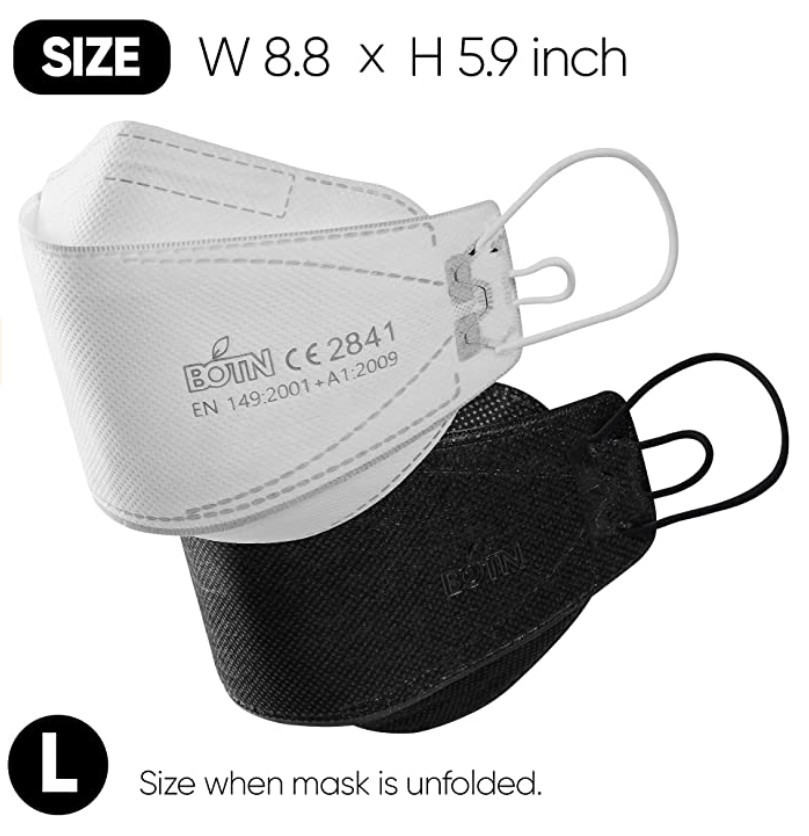 Pack of 10 BOTN Adjustable KF94 Korean Face Mask Made in Korea Dust Covers Large