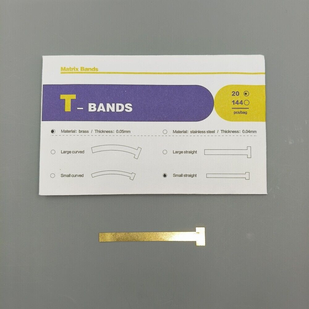 20Pcs/Pack Dental Curved Straight T-Bands Brass Wide Operatory Restorations Tool