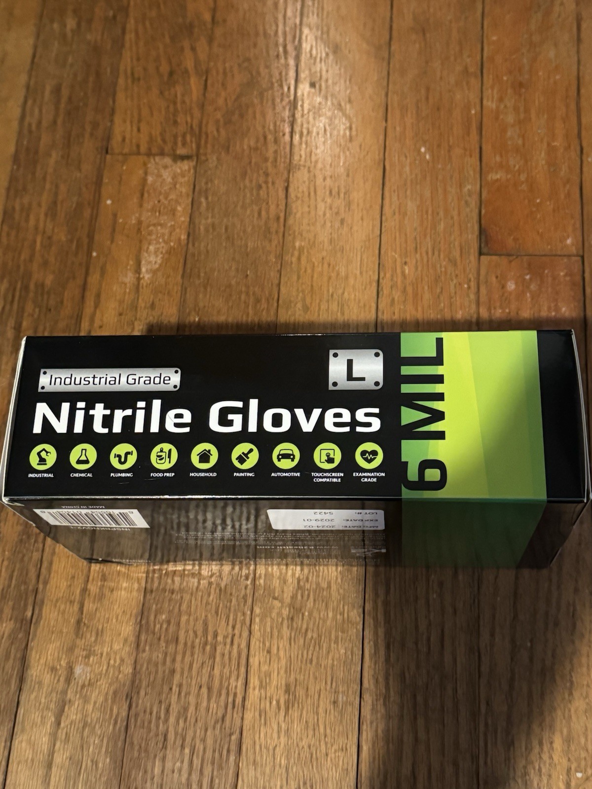 6 Mil Black Nitrile Gloves, Heavy Duty,, Powder-Free (100 Count) (L)