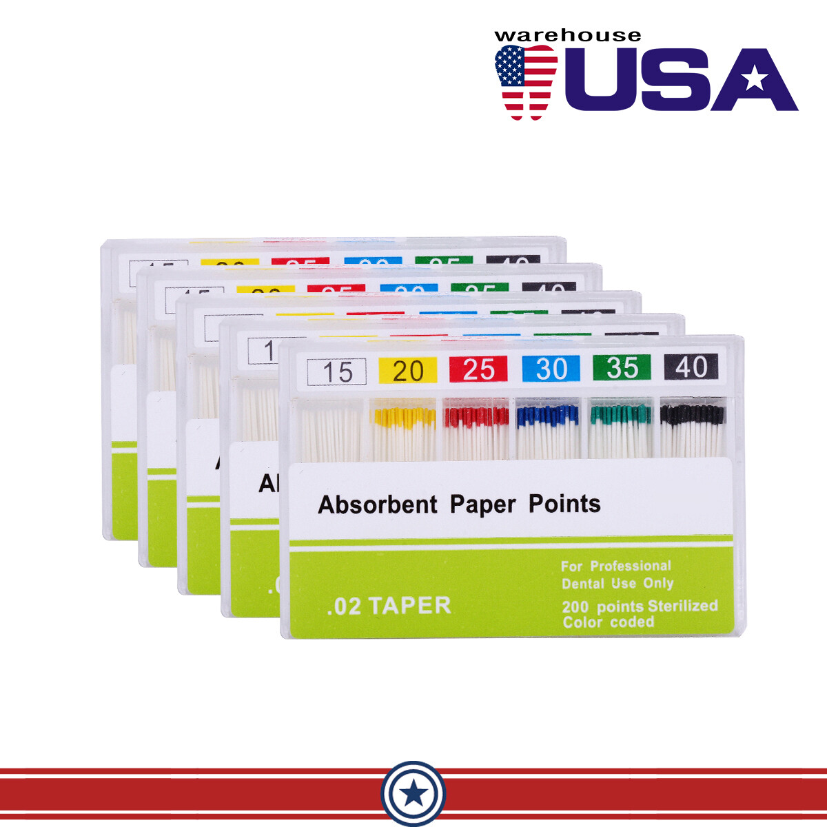 10 Packs Dental Root Canal Absorbent Paper Points Taper 0.02 15-40# Endodontic