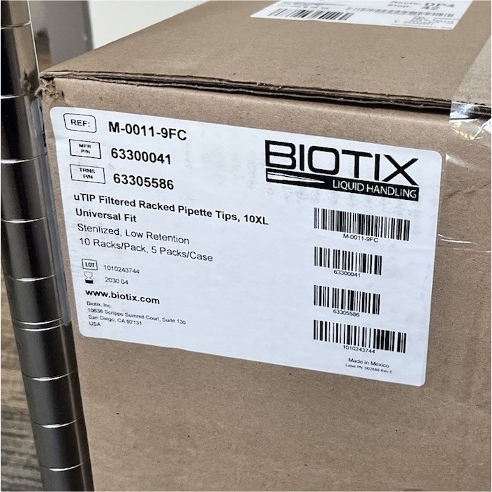 Biotix M-0011-9FC uTIP Filtered Racked Pipette Tips 10XL Case 63300041
