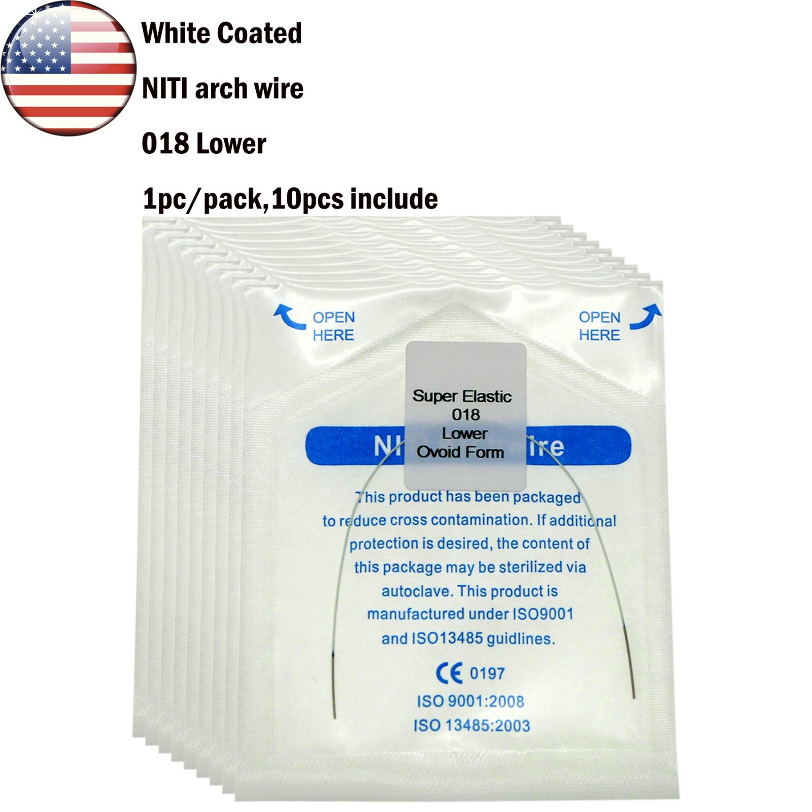 10Pcs Dental Orthodonic Niti White Arch Wire Super Elastic Upper Lower 012-020