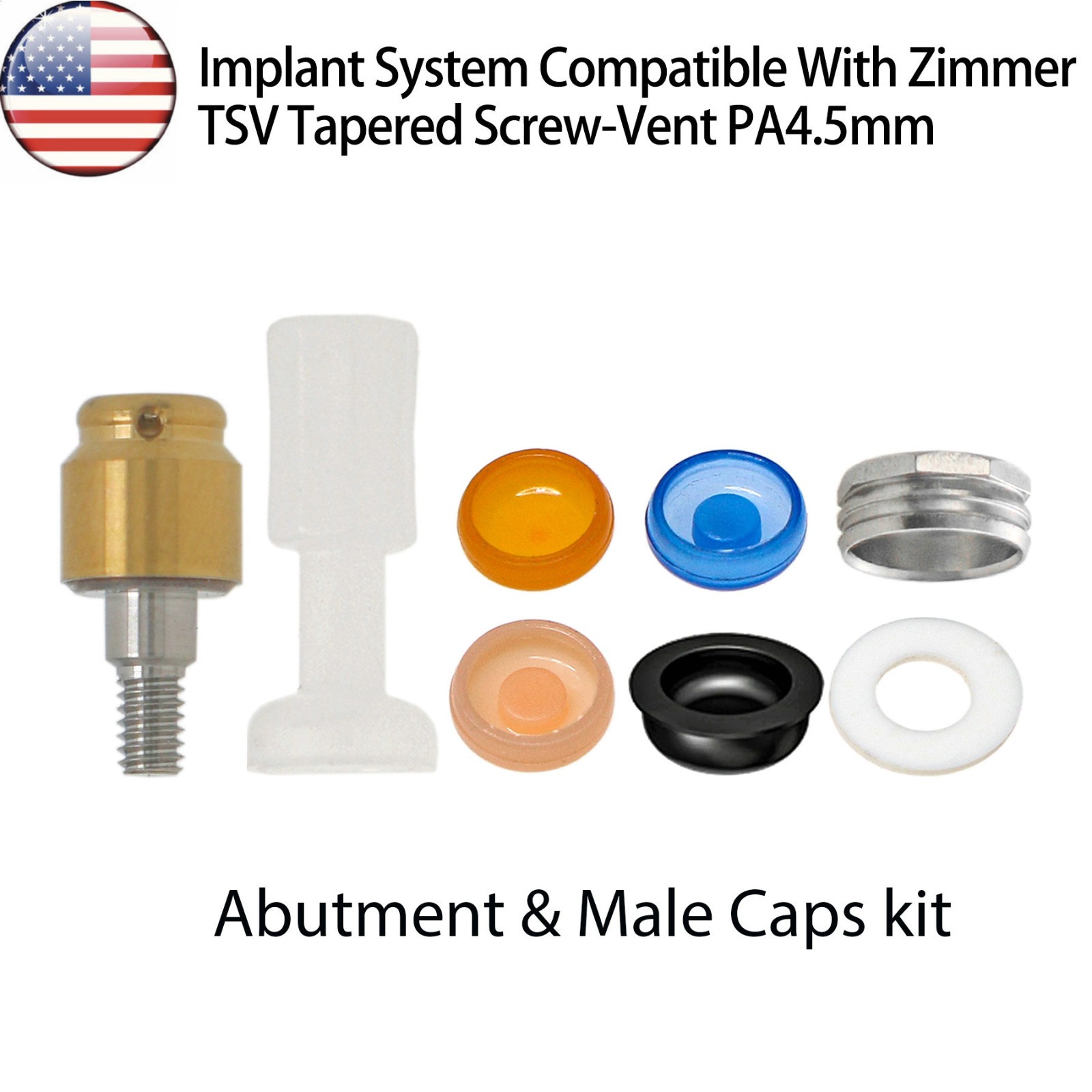 US Locator Abutment for Zimmer 3.5/4.5mm Retention Cap Inserts Tool 1.0-5.0mm GH