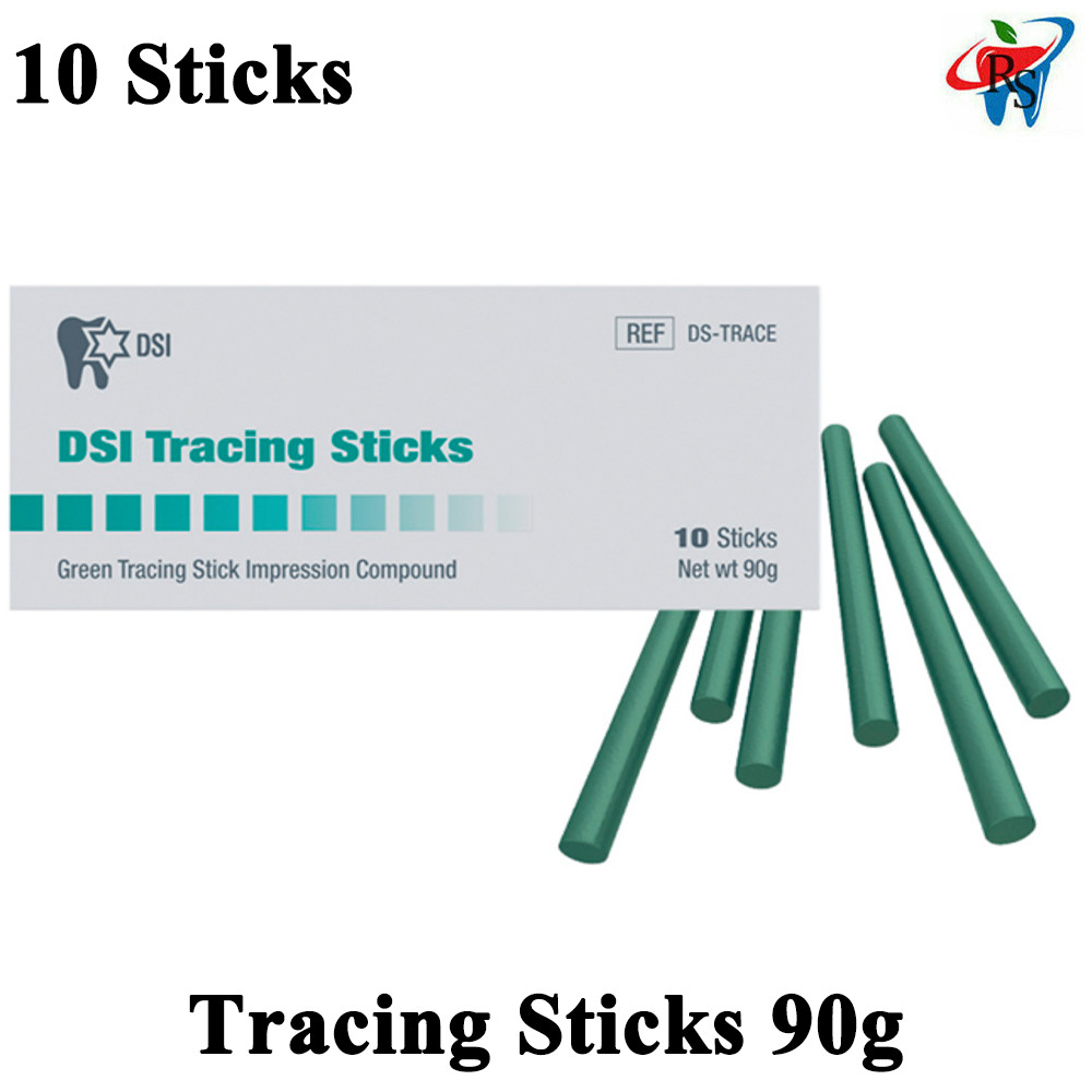 Dental Thermoplastic Wax Rods 90 g DSI Tracing Sticks 10pcs Green Impression