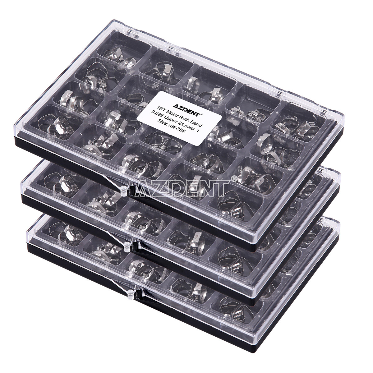 80Pcs AZDENT Dental Orthodontic 16#-35 Bands with Buccal Tube 1st Molar Roth.022