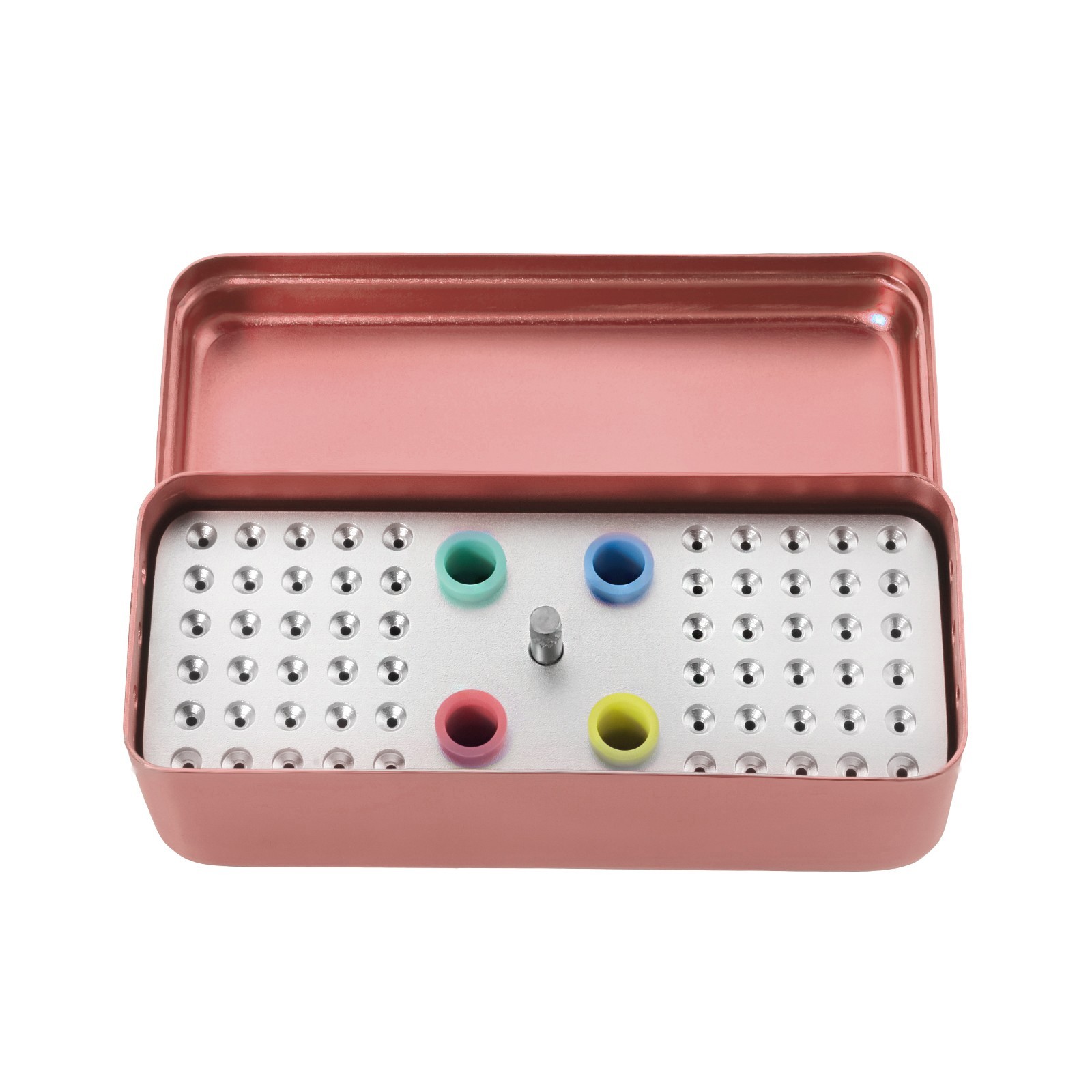 60 Holes Dental Disinfection Endo Files Holder Aluminum Box Autoclave Pink US