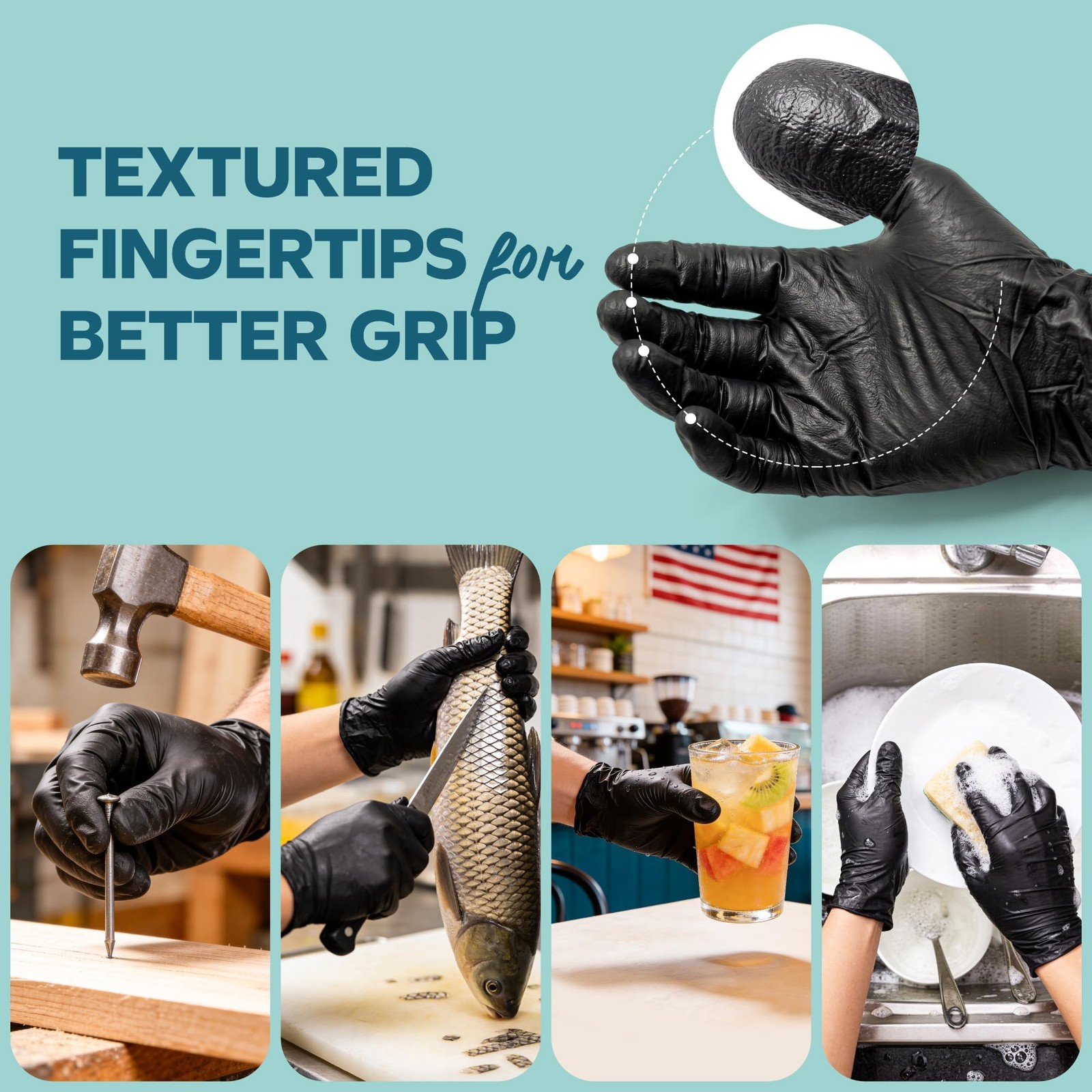 Comfy Package Black Nitrile HEAVY DUTY 6 Mil. Chemical Resistance, Latex & Po…