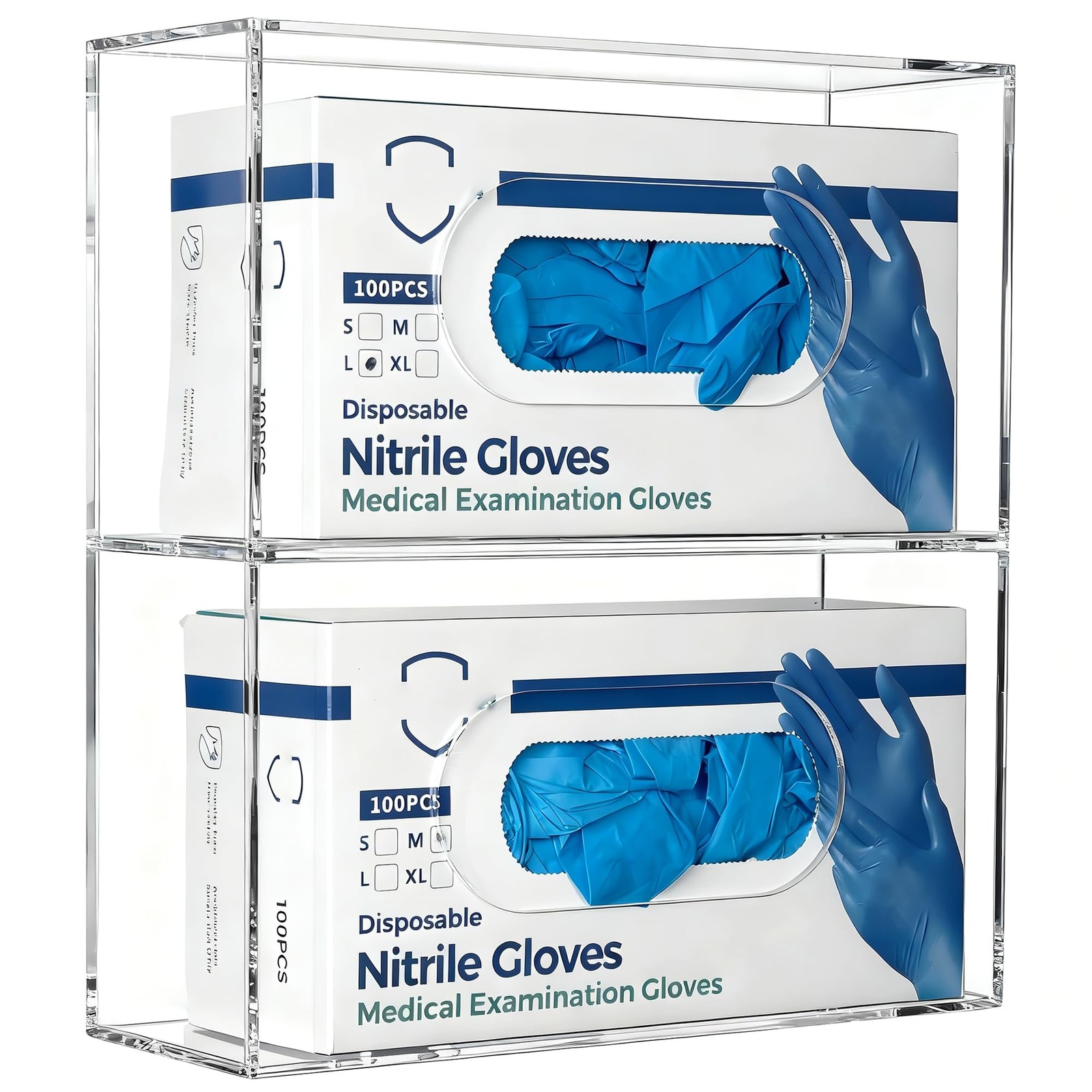 Aphbrada Glove Box Holder Dispenser Wall Mount, Clear Acrylic Double Gloves