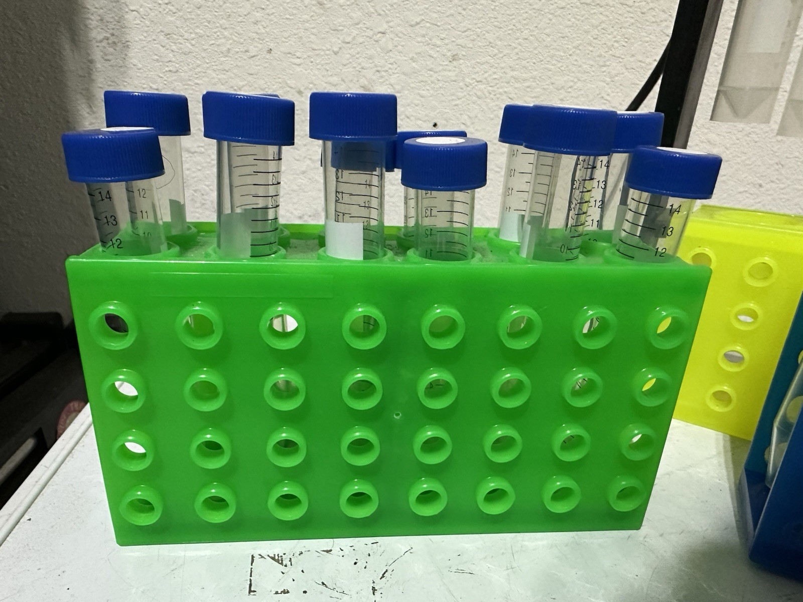 Laboratory Test Tube Rack Set Lot – 2 Tier Rack + 2 Plastic Racks + Tubes