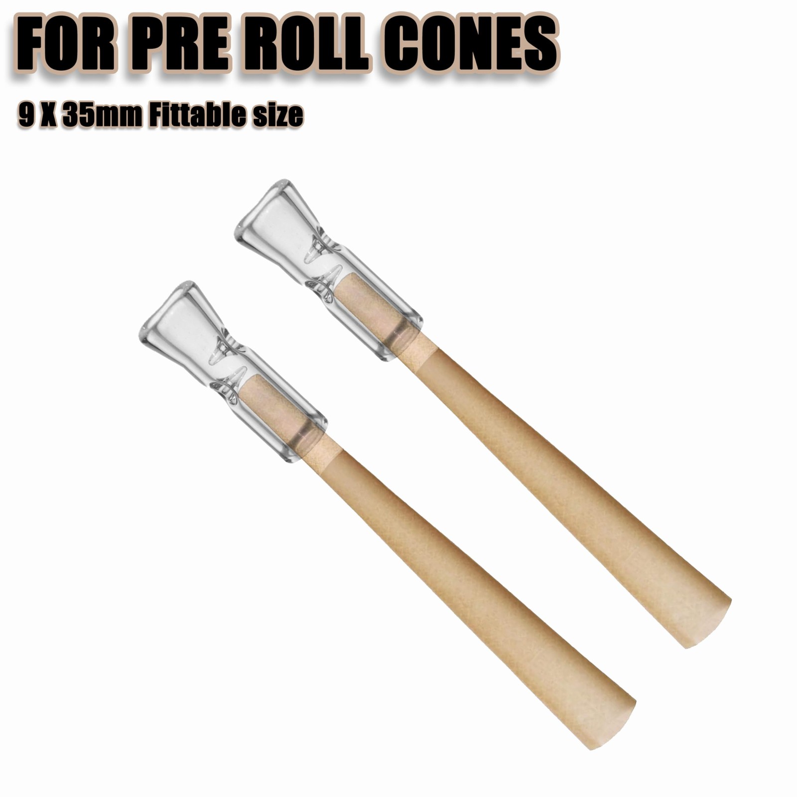 Reusable Glass Filter Tips Mouthpieces, Glass Tip Ø9mm Outer Diameter 35mm Lengt