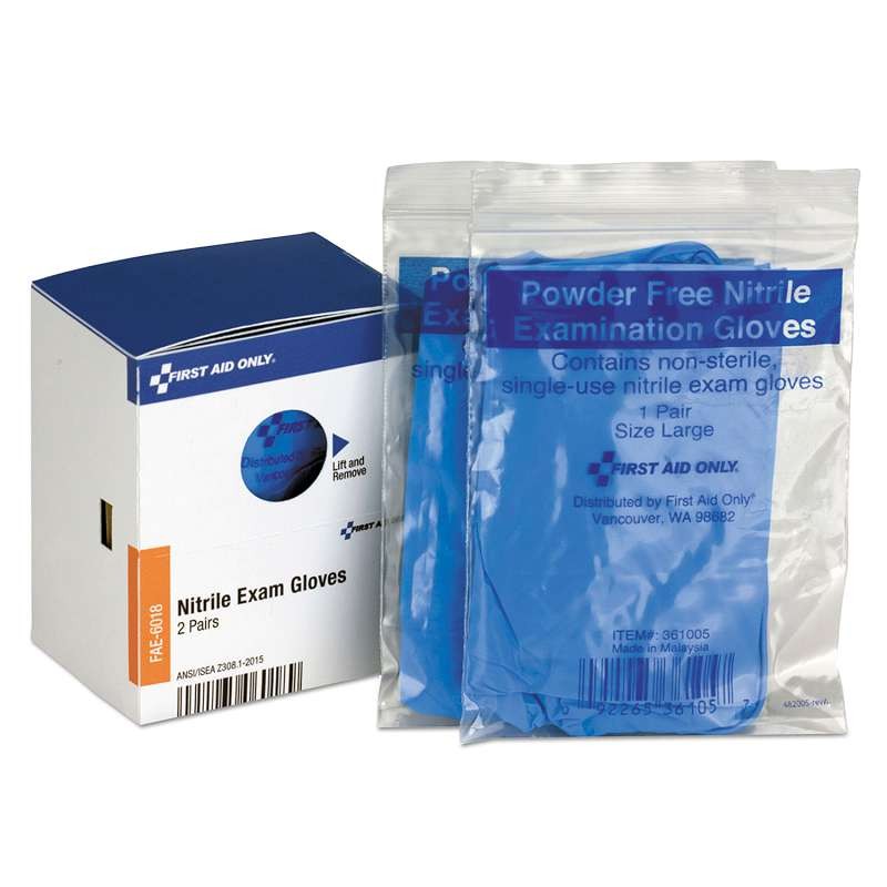 First Aid Only Nitrile Lightweight Gloves, One Size, 2/Box