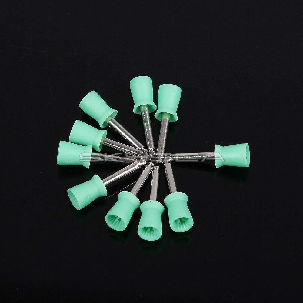 100 pieces Dental Rubber Prophy Tooth Polish Polishing Cups Latch Type Green NJ