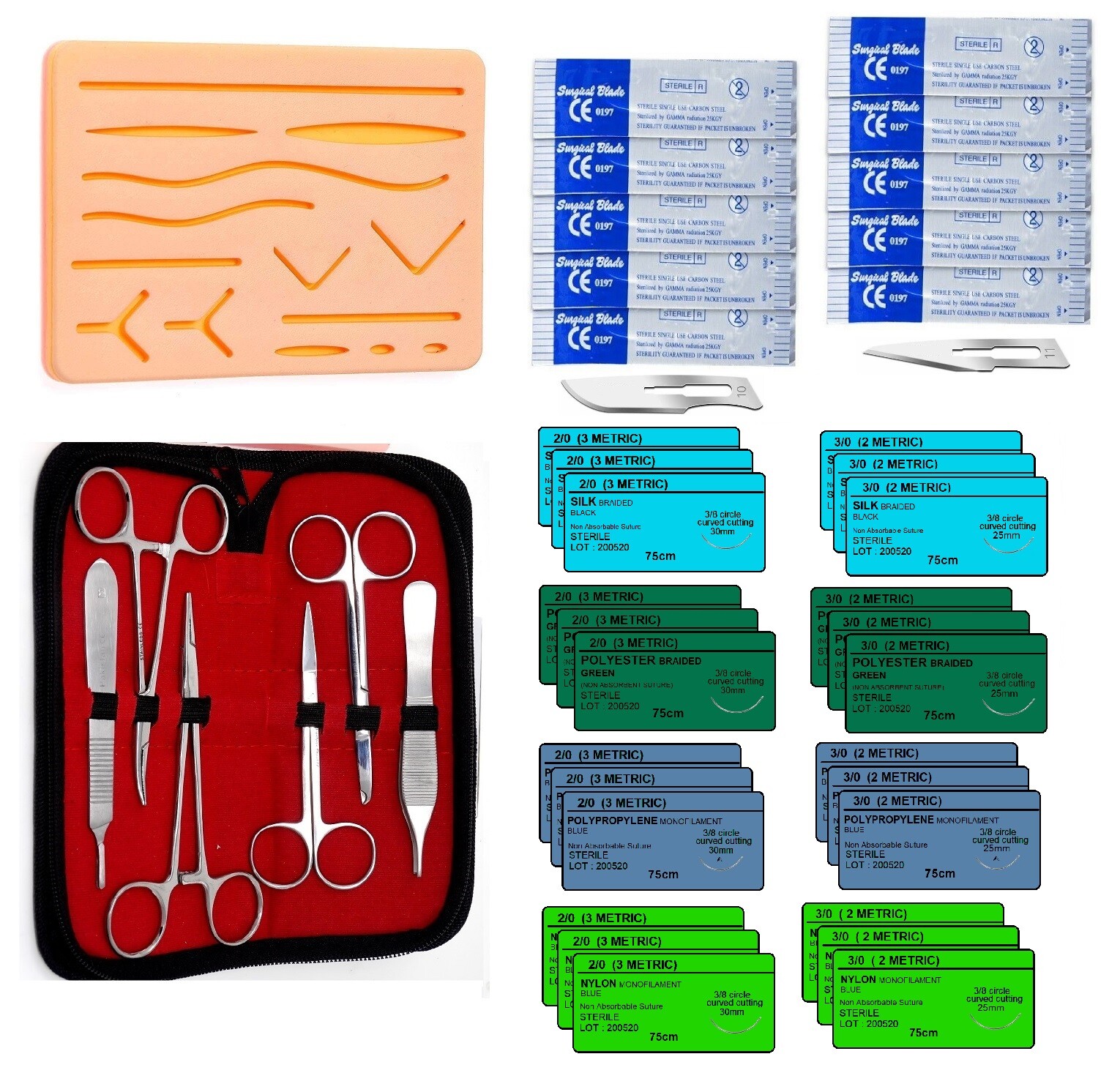 41 Piece Practice Suture Kit for Medical and Veterinary Student Training