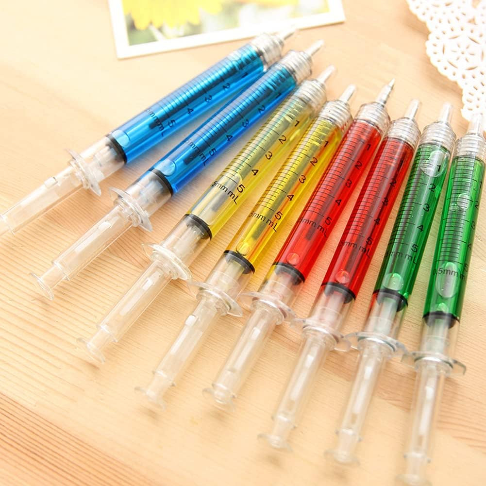6 Syringe Ballpoint Pens + 6 Syringe Highlighters, Syringe Pen Multi Color No…