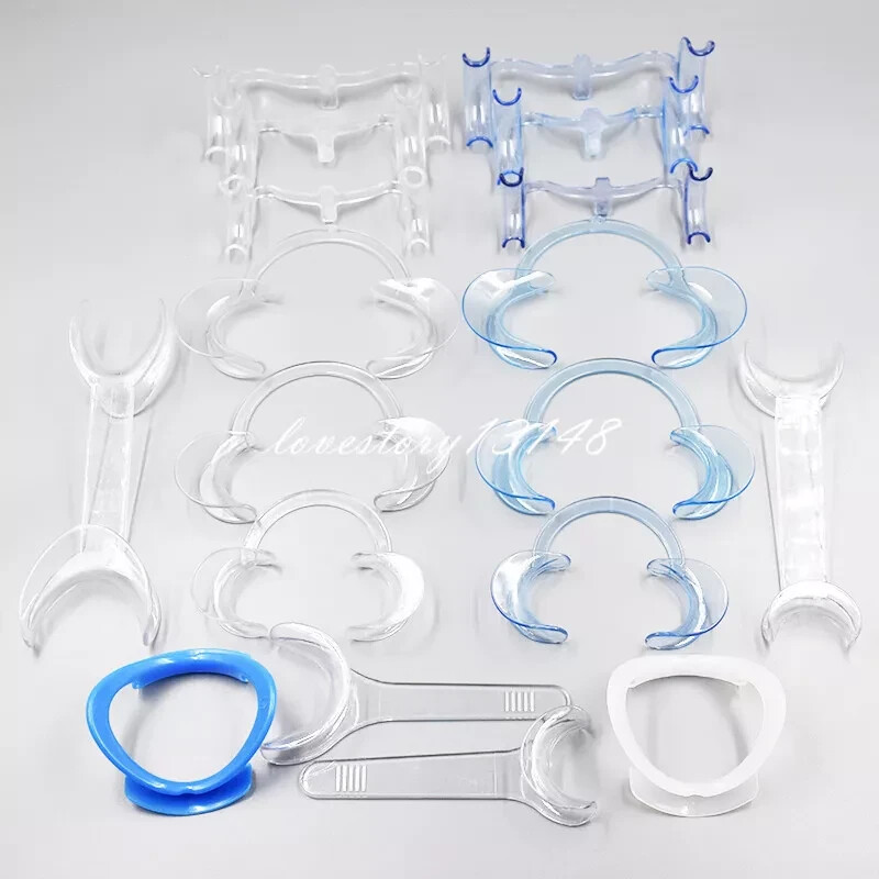 18Pcs Dental Intraoral Cheek Lip Retractor All Types O/C/W/T 2-head Mouth Opener