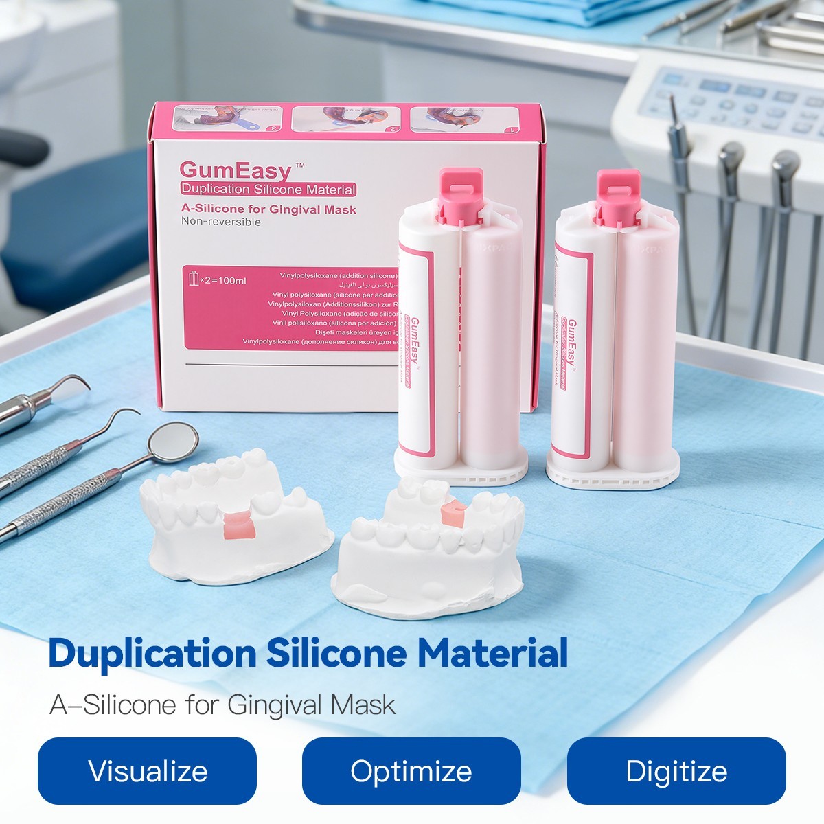 Dental Impression A-Silicone Pink for Gingival Mask Hard/Soft Regular/Soft High