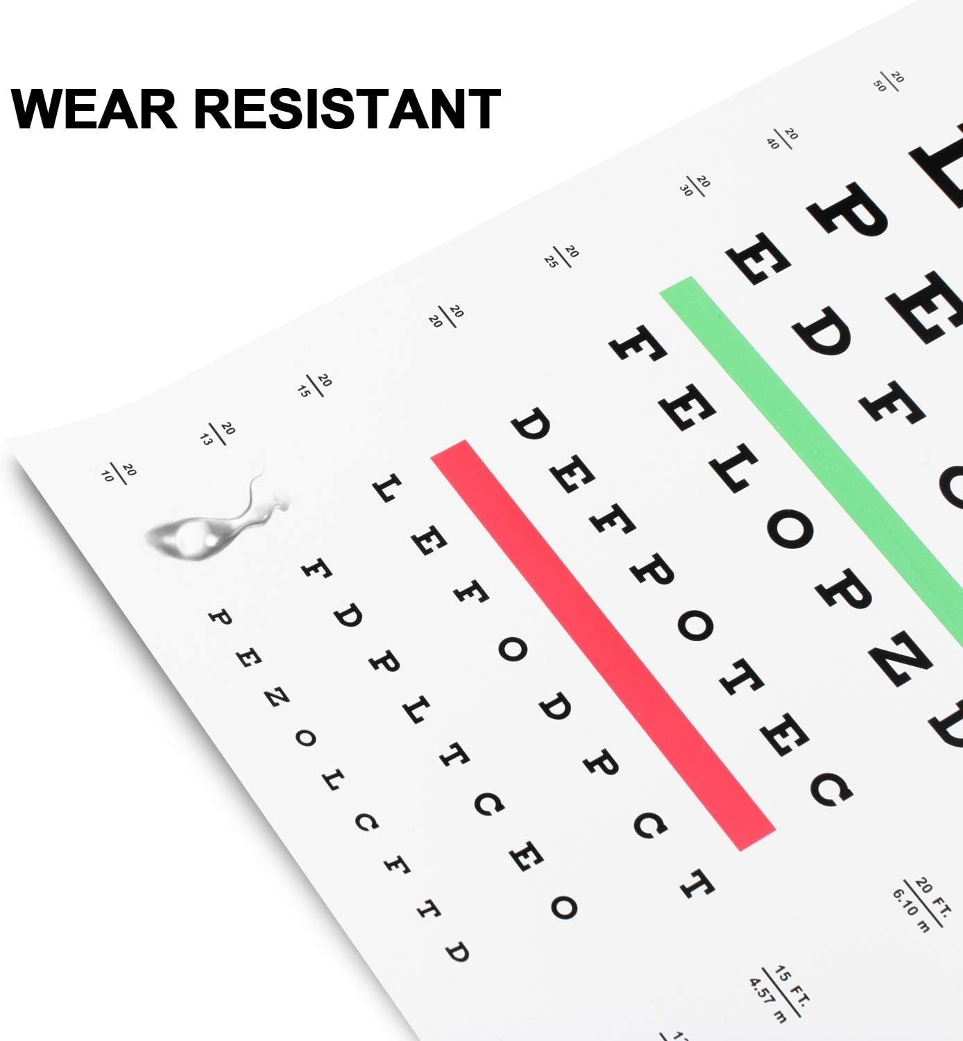 Professional Snellen Wall Eye Chart – 20-Foot Testing, Easy to Hang, 22″x11″