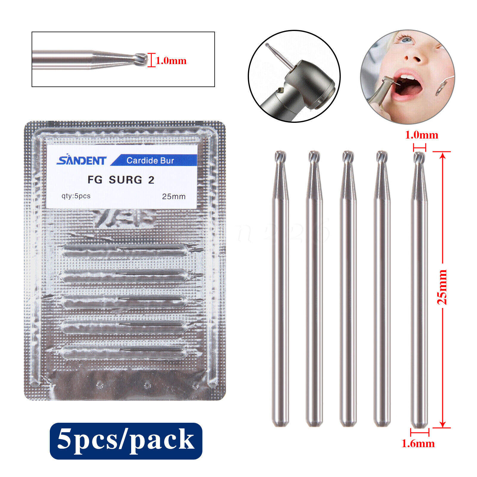 Cross Cut Lindemann Tungsten Carbide FG Dental Bur 25mm, Bone Surgery