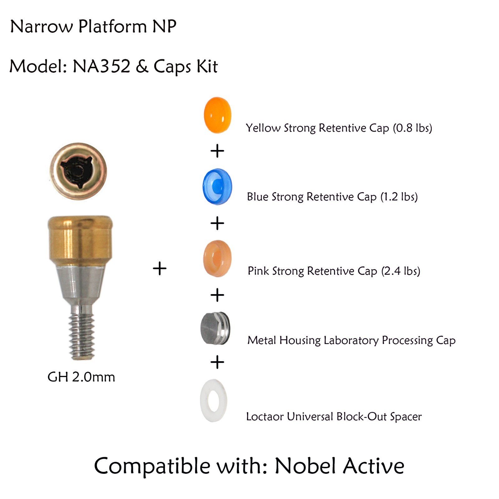 Locator Abutment for Nobel Active Biocare Conical Connection NP/RP 1-5mm Height