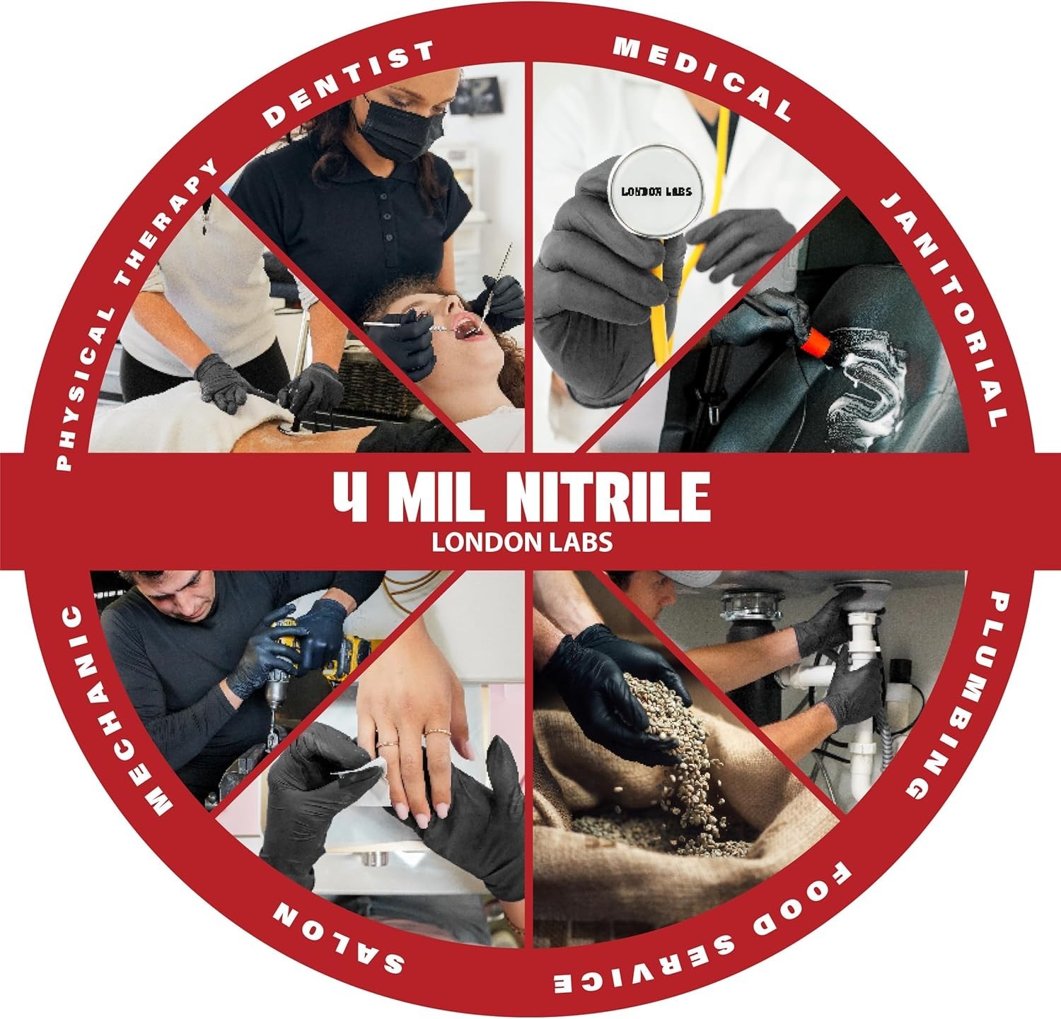 Synsafe 4 Mil -Black Nitrile Exam Gloves –Disposable Latex Free & Powder Free…