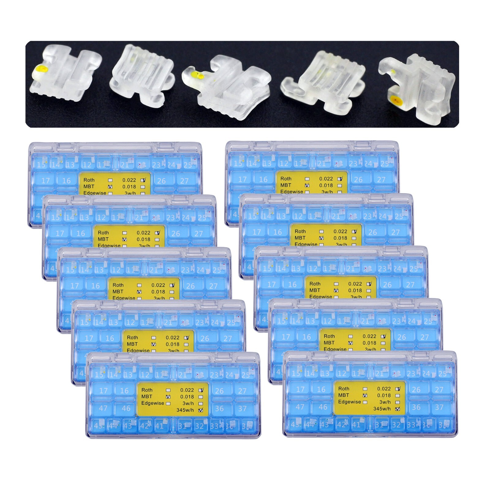 Dental Orthodontic Bracket Ceramic Clear Braces Sapphire Aesthetic Roth MBT 022