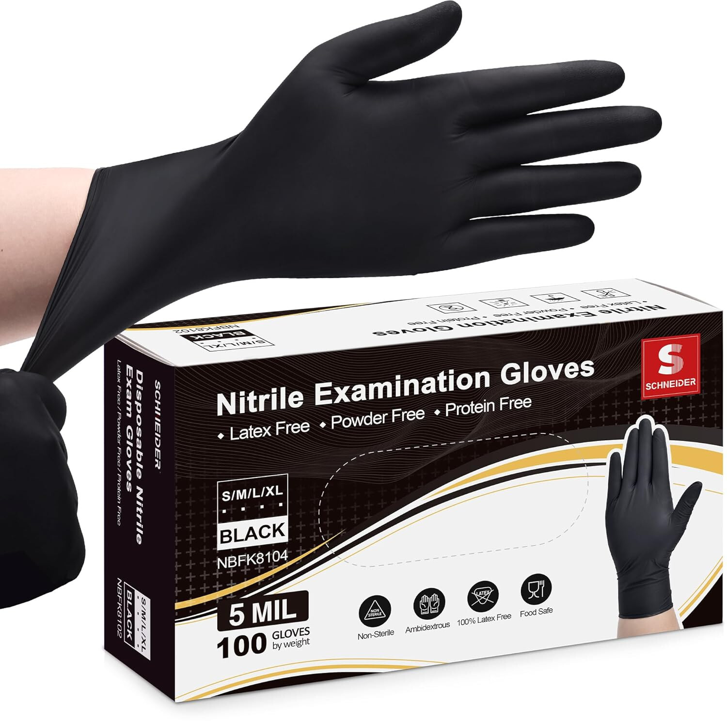 2x 100 Schneider Nitrile Exam Gloves, 5 Mil Thick Gloves Latex & Powder free