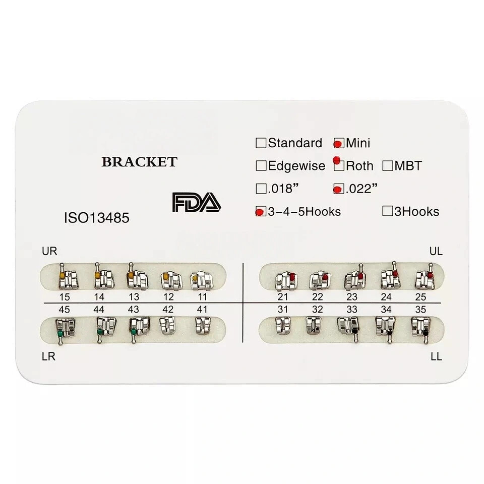 Dental Orthodontic Brackets Braces Mini Standard Roth MBT.022/.018 Hooks 3/3-4-5