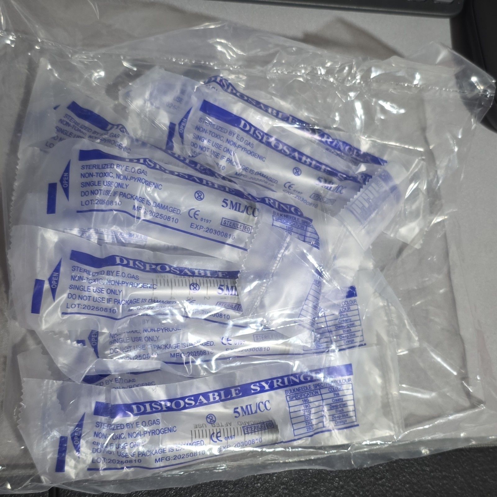 Lot of 50 Sterilized 3 ML/CC DISPOSABLE SYRINGE NO NEEDLE INDIVIDUALLY WRAPPED