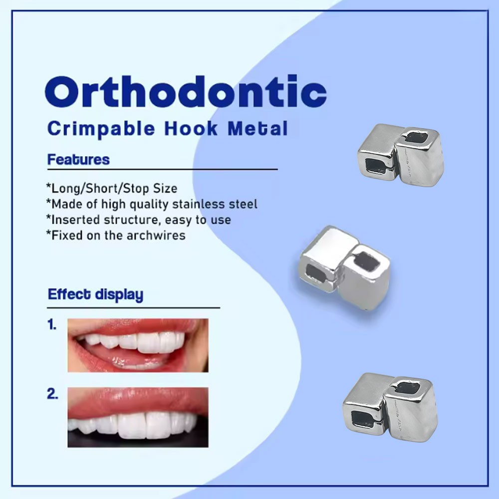 Dental Orthodontic Accessory Crimpable Hook Double Tube/ Cross Type 10pcs/bag