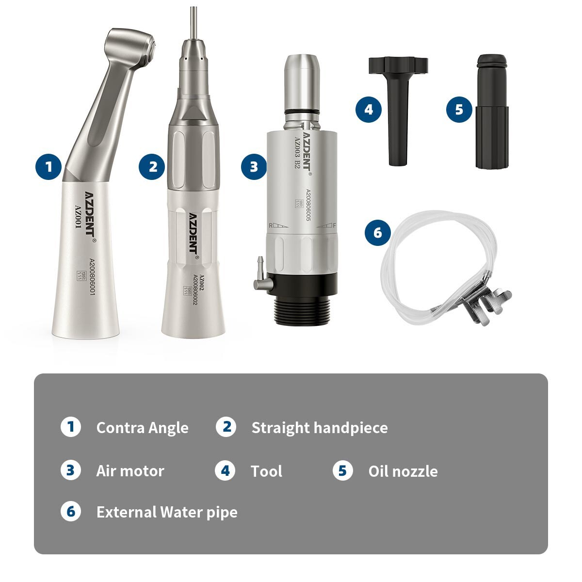 AZDENT Dental Slow Low Speed Handpiece 2/4Hole Motor /Polishing Burs Disc HP /RA