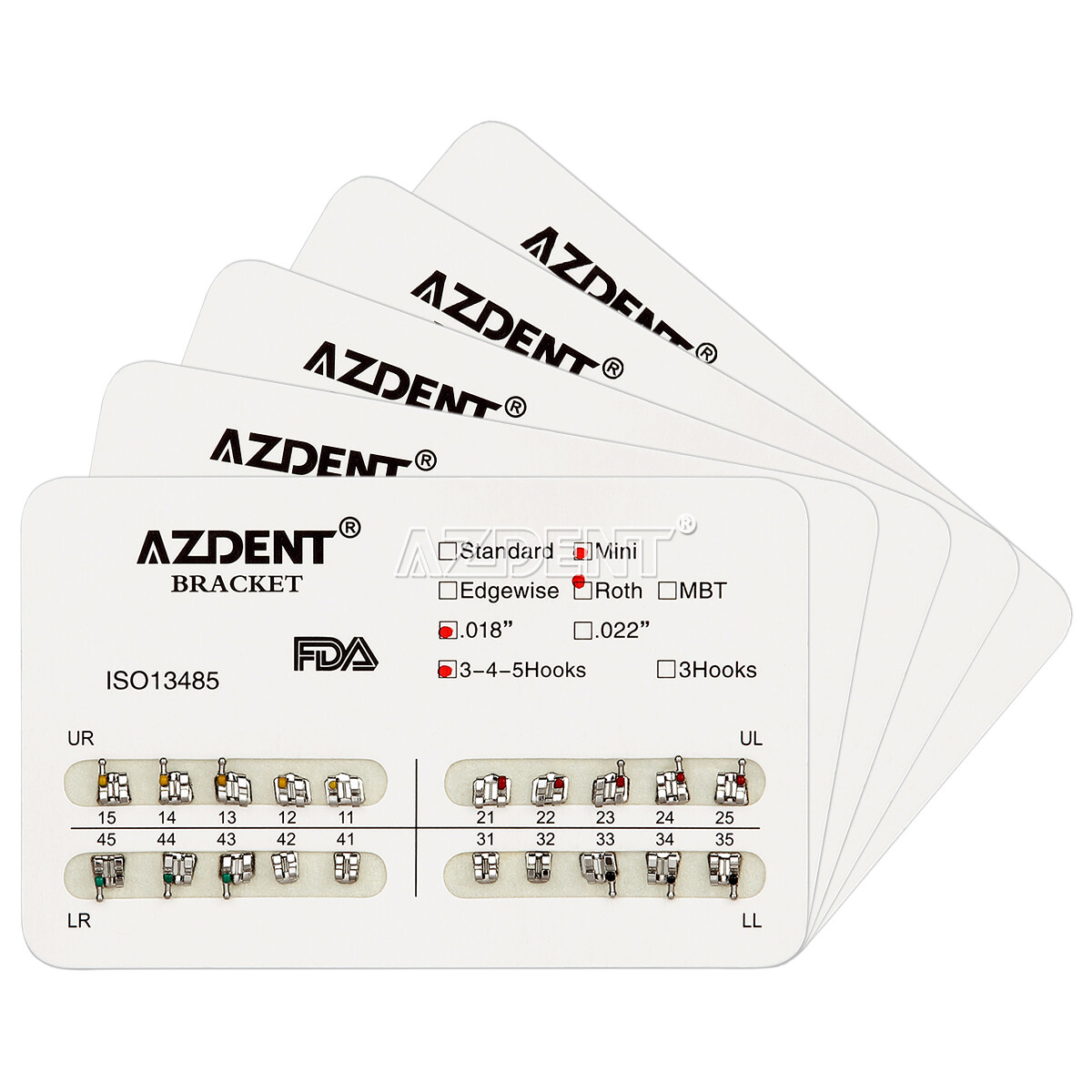 Dental Ortho Metal Brackets Mini / Standard / MBT 018 / 022 345 Hooks AZDENT