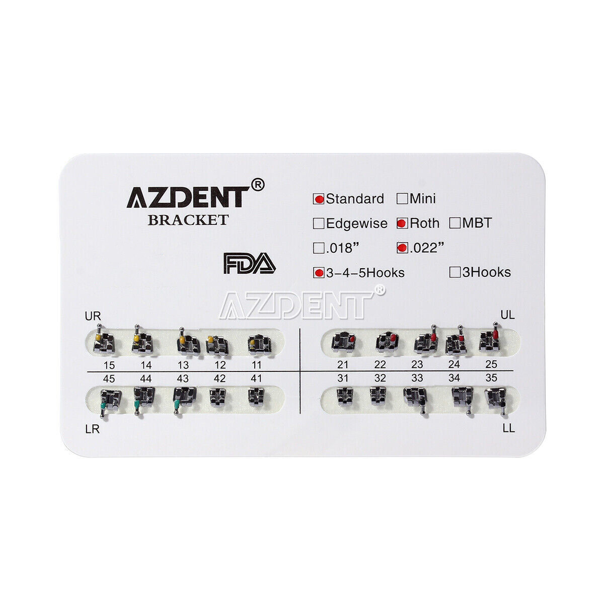 AZDENT Dental Orthodontic Brackets Brace Mini Standard Edgewise Roth MBT 018 022
