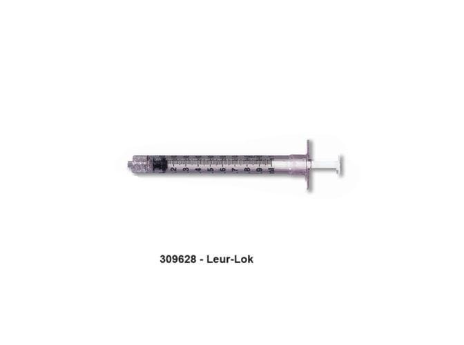 BD Syringe 1 mL Luer-Lok tip STERILE Box of 100 #309628 Brand New EXP.08-2030