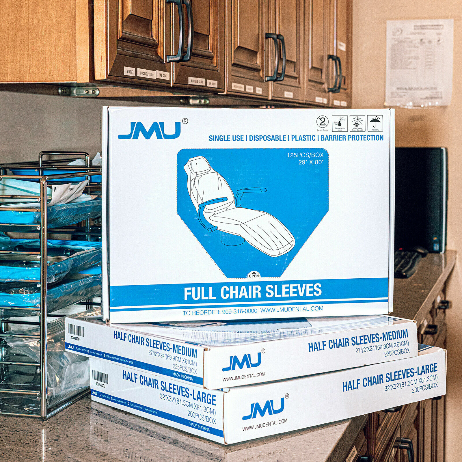 Dental Half Chair Cover Plastic Clear Protector Sleeve Large 32″x 32″ Box of 200