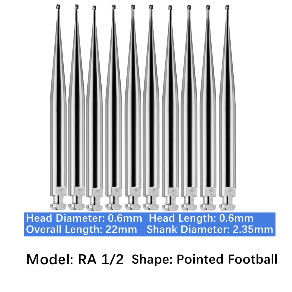 10-100pc Vakker Dental Round Latch Carbide Burs RA 1/2 Midwest LA for Slow Speed