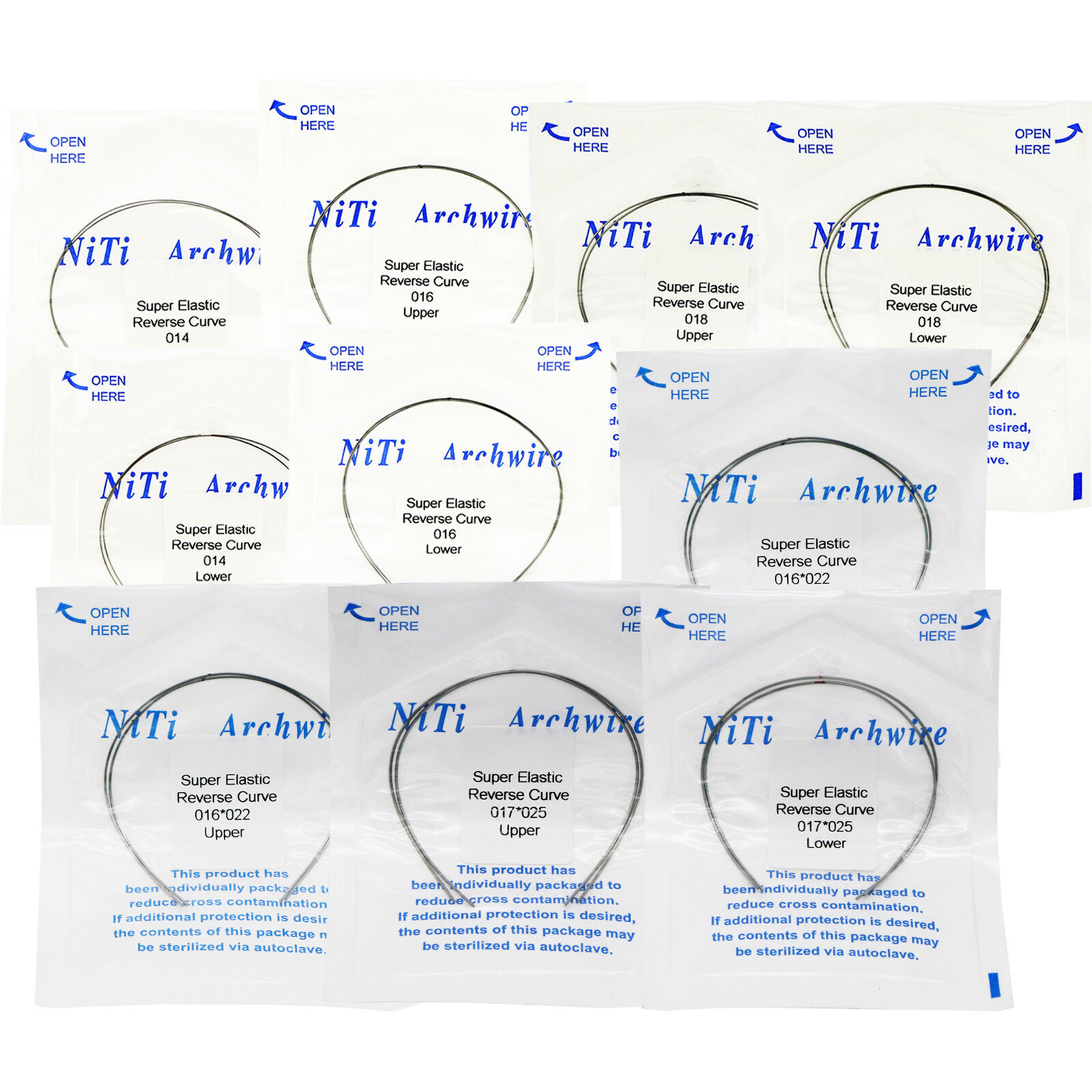 Dental Orthodontic Niti Arch Wire Reverse Curve Round Upper/Lower 012-020