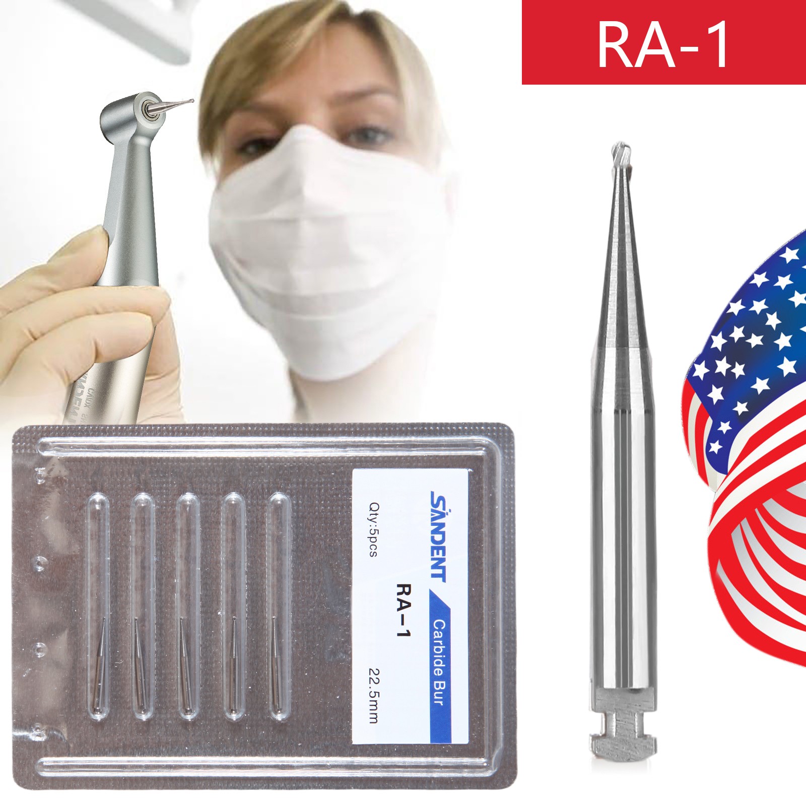 Dental Round Latch Carbide Bur RA1 Midwest RA Drills For Slow Speed Handpiece