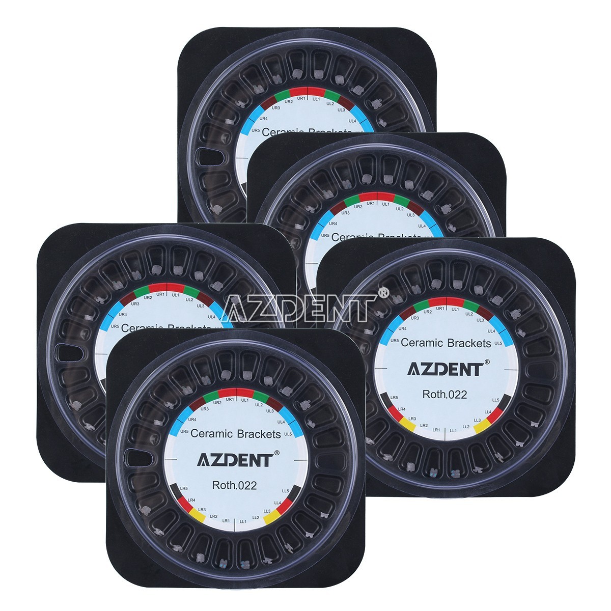 5 Kits Orthodontic Bracket Ceramic Dental Braces 5*5 MBT Slot.022 Hooks 3-4-5