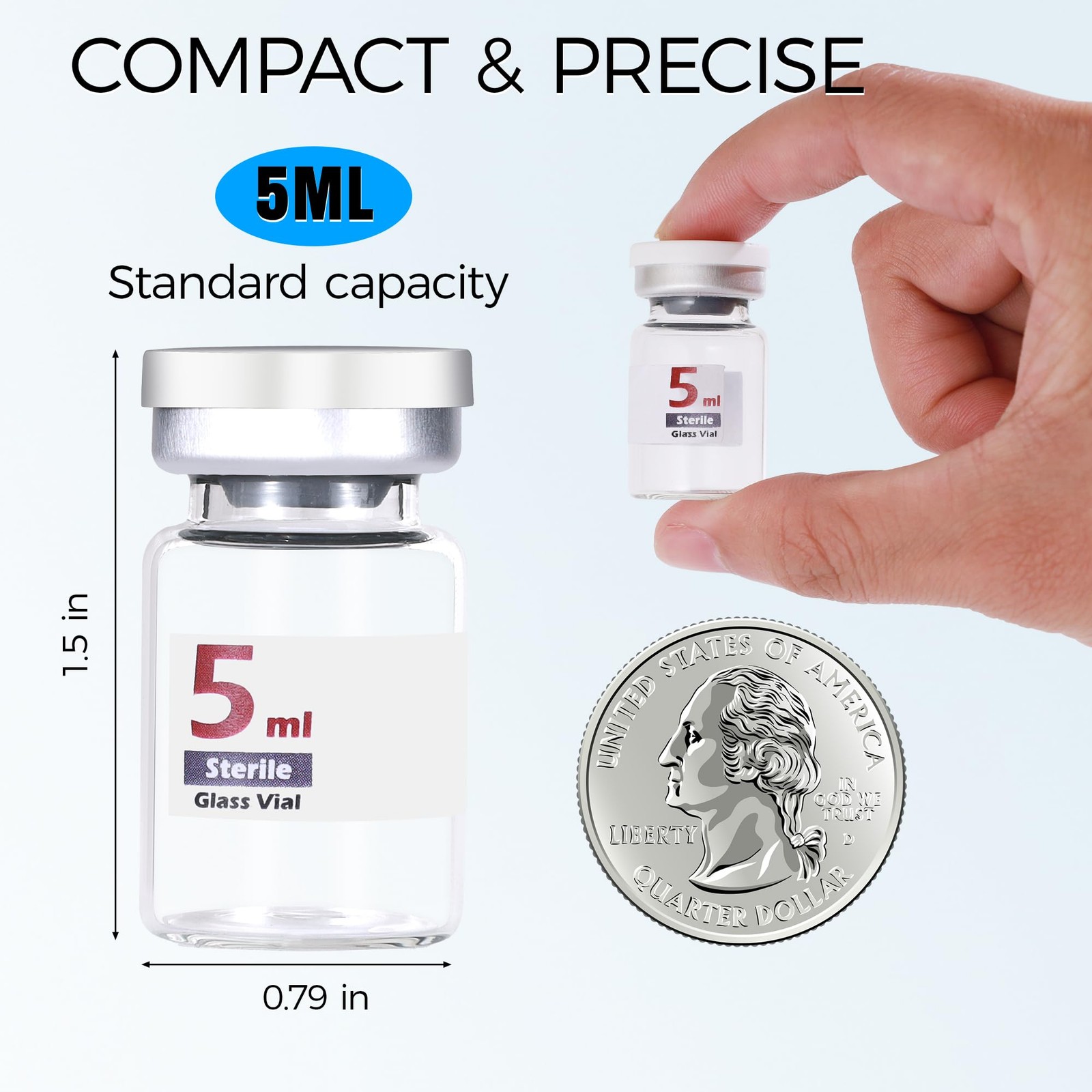 10 Pack 5ml Sterile Vials for Injections, Self-Healing Port, Empty Vials for …