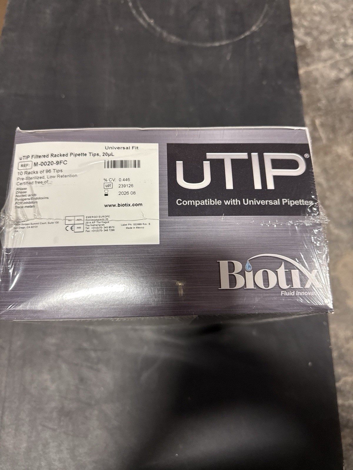 Biotix uTip filtered Racked pipette tips 200ųl 10 racks of 96 tips (960)