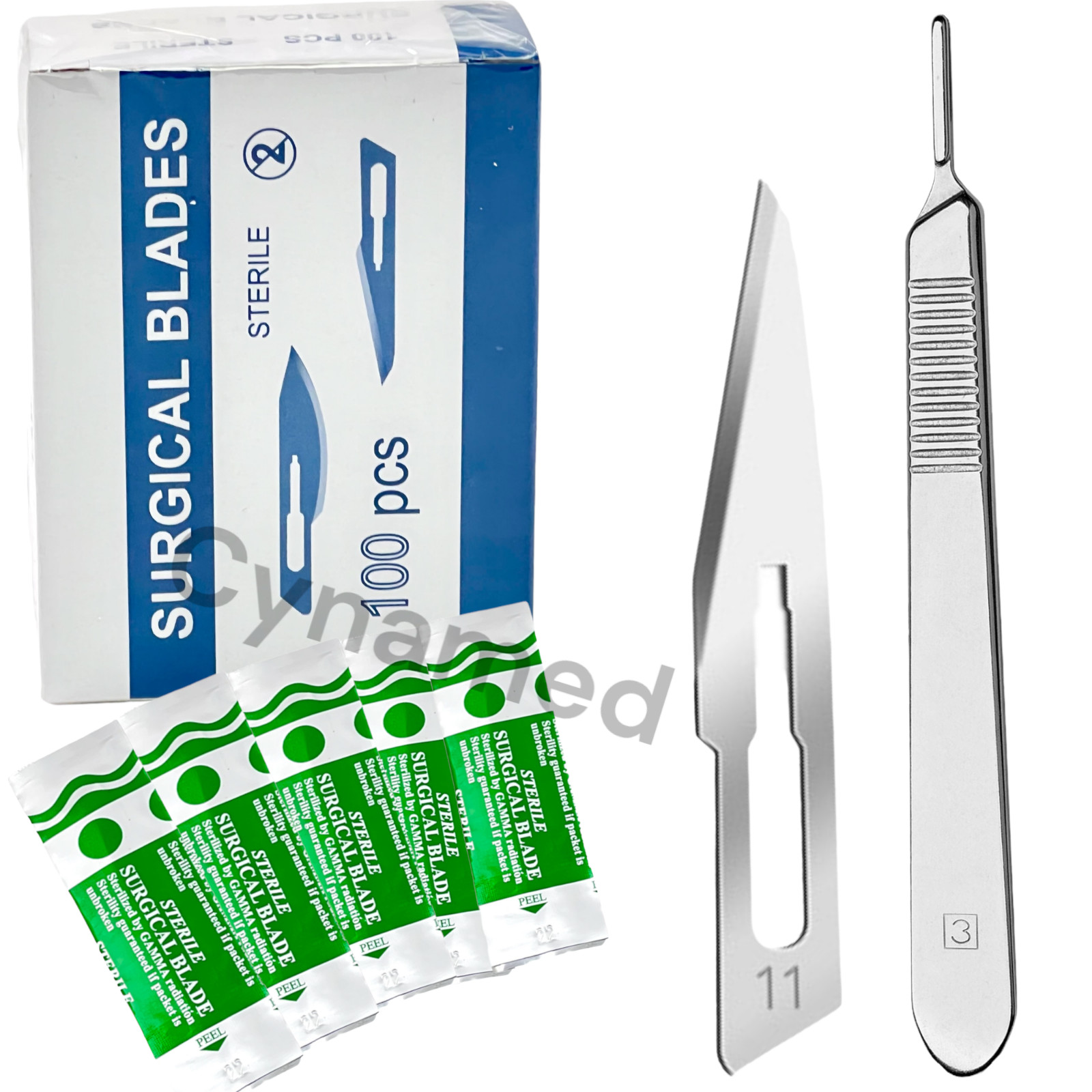 100 Sterile Surgical Blades with FREE Scalpel Knife Handle Medical Dental Tools