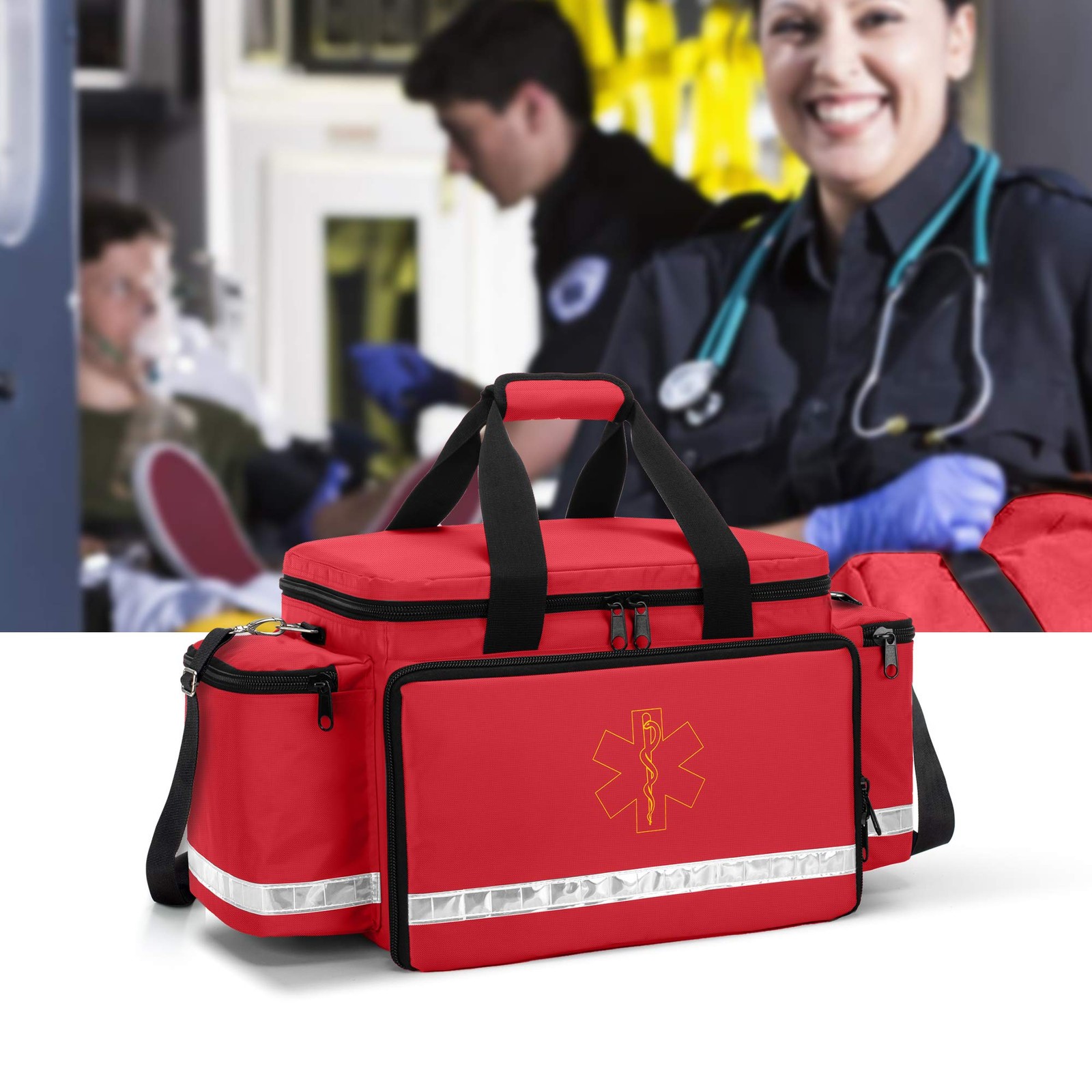 Trunab Emergency Responder Trauma Bag Empty, 1 Count (Pack of 1), Red