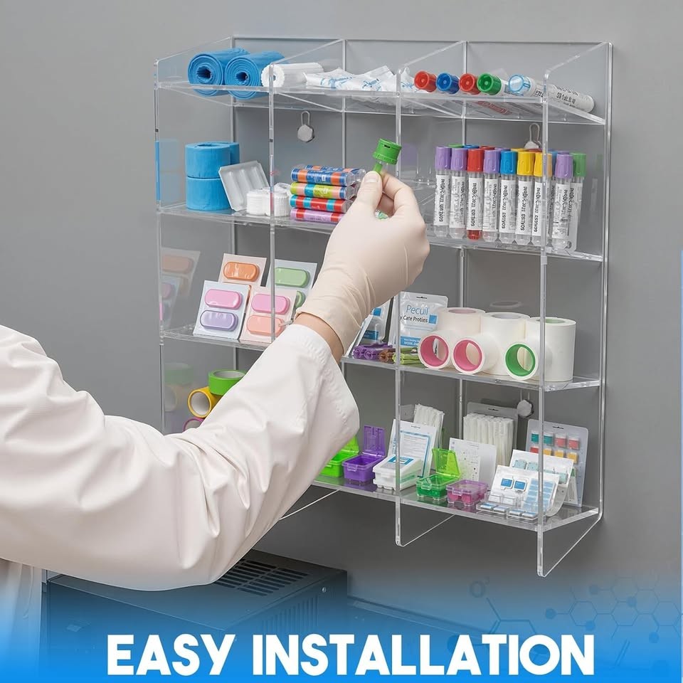 Cinnvoice Large Phlebotomy Organizer 3-Tier Wall or Counter Tube Rack Holder