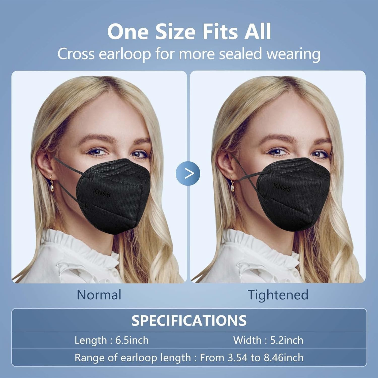 HALIDODO 50 Pack KN95 Face Mask 5-Ply Wrapped Multi-Color Elastic Earloops