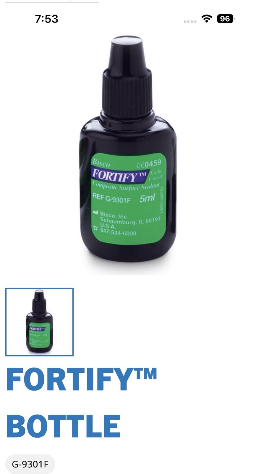 BISCO Fortify Composite Surface Sealant 5ml Bottle G-9301F Dentistry